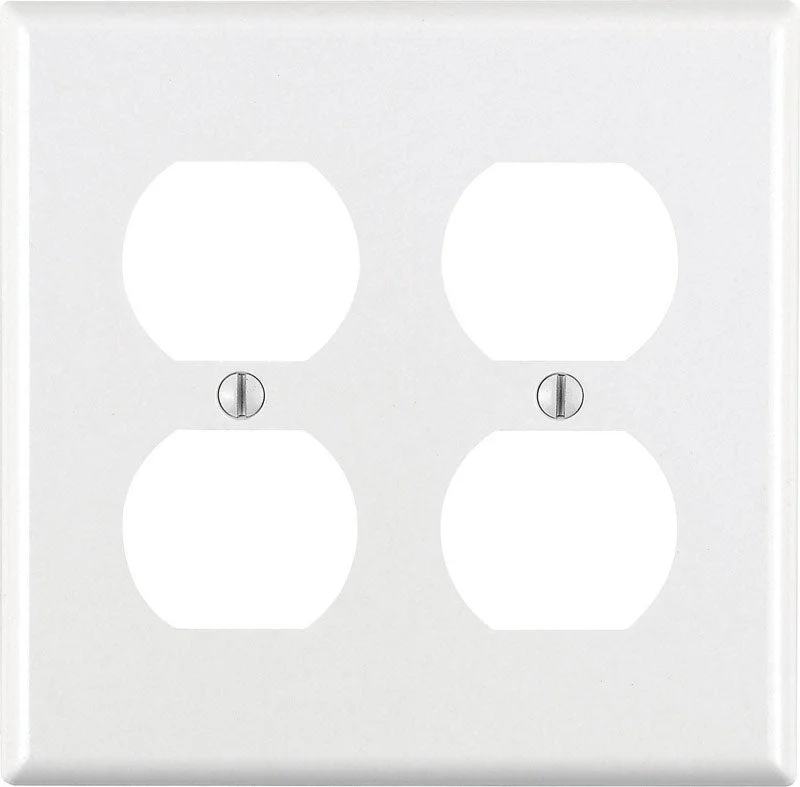 dinnerware for stylish dinner parties-Leviton White 2 gang Plastic Duplex Outlet Wall Plate 1 pk