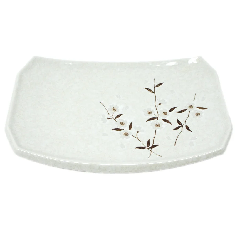 stylish dinnerware for casual events-Oblong Plate Shirayuki Sakura