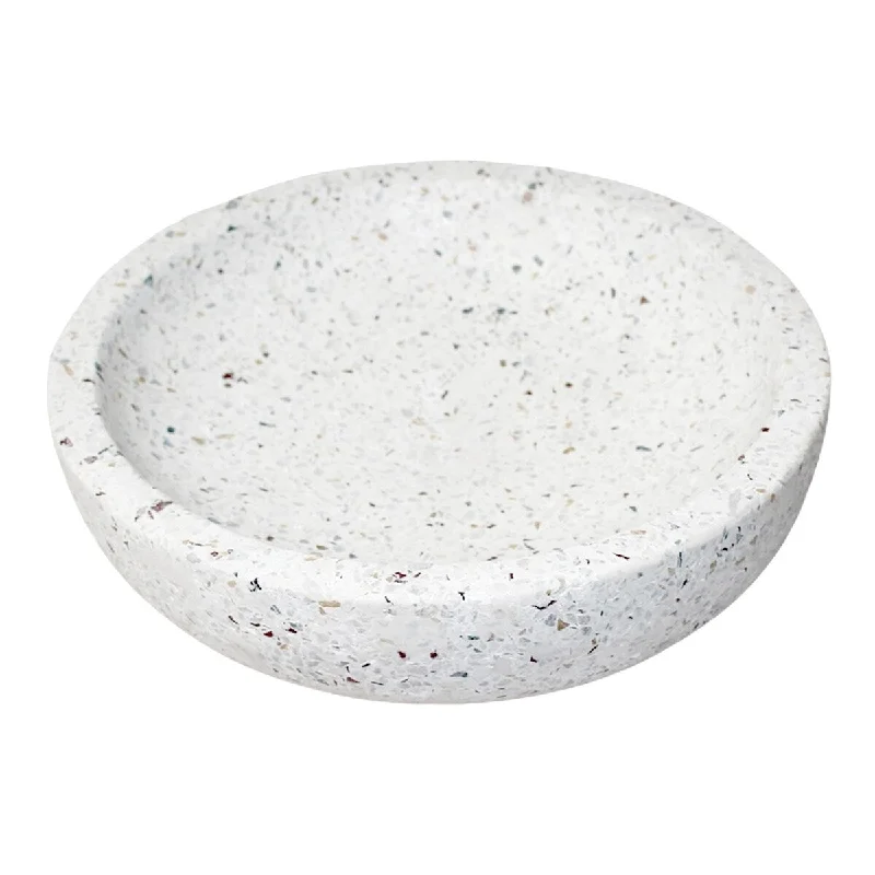 disposable dinner plates for special events-Med. White Terrazzo w/ Multi Colored Chips Bowl 10"Dia -ST - White