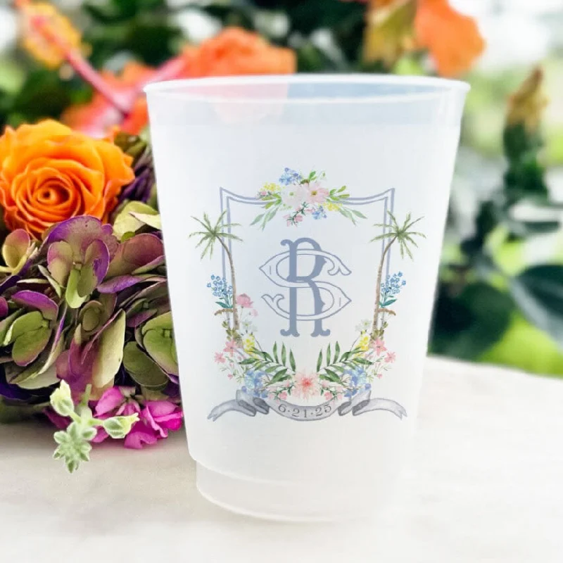 insulated coffee mugs for busy mornings-Custom Pastel Tropical Crest Shatterproof Cups