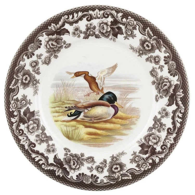 modern dinner plates with elegant details-Spode Woodland Luncheon Plate - Mallard