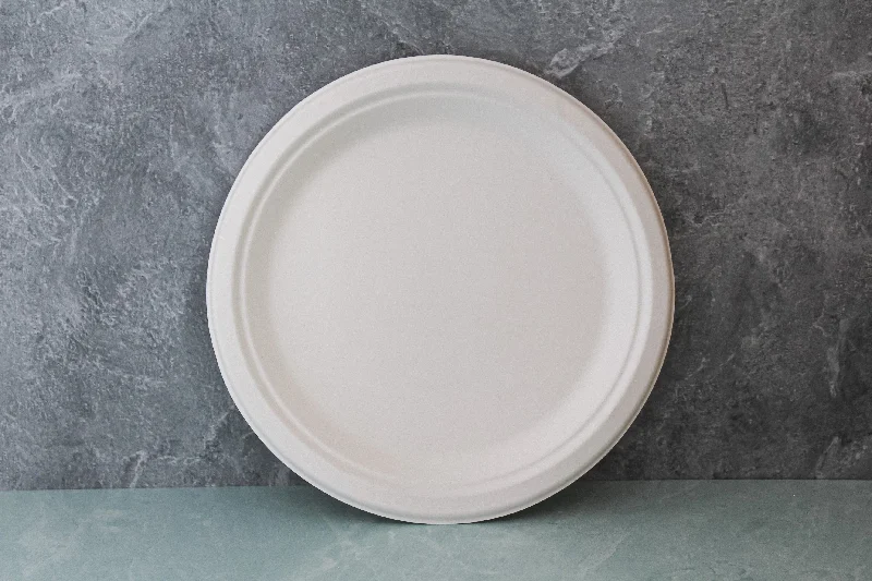 dinner plates for upscale restaurants and events-9" Compostable Fiber Paper Plate (500pcs) | Heavy-Duty | PFAS-Free