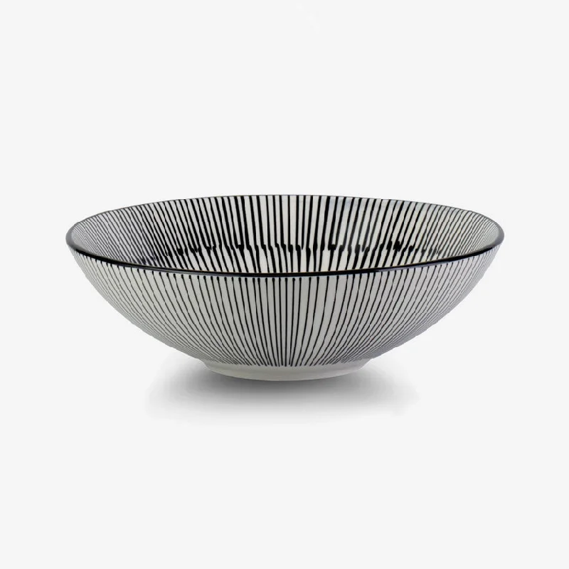 affordable dinnerware set for large families-Icm | Classic Stripe Poke Bowl 21cm