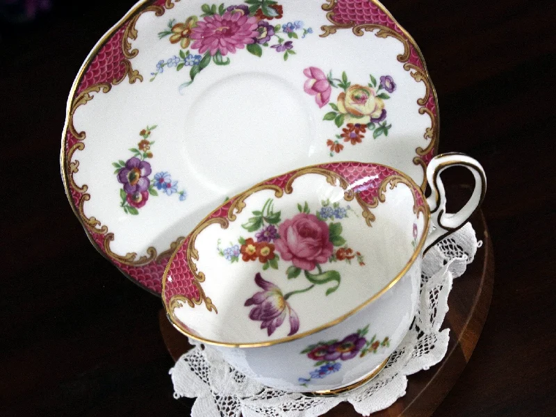 eco-friendly travel coffee mugs for commuters-Aynsley Pink and White Tea Cup and Saucer, English Teacup 17748