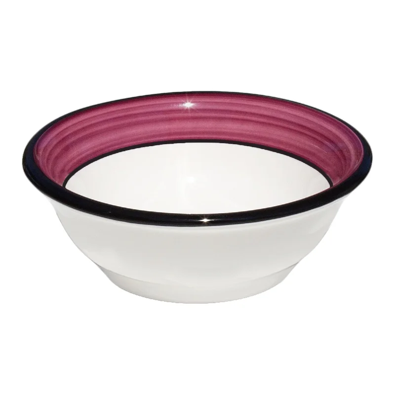 dinnerware for hosting holiday meals-Footed Serving Bowl - White & Purple | Spree Pattern