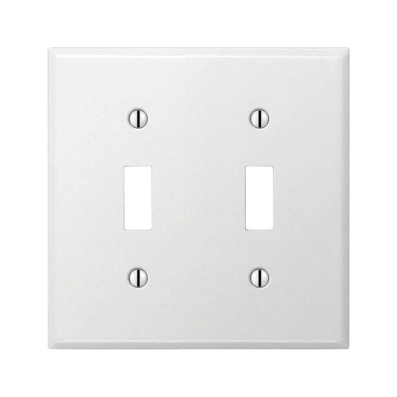 modern dinner plates with bold designs-Amerelle Pro Smooth White 2 gang Stamped Steel Toggle Wall Plate 1 pk