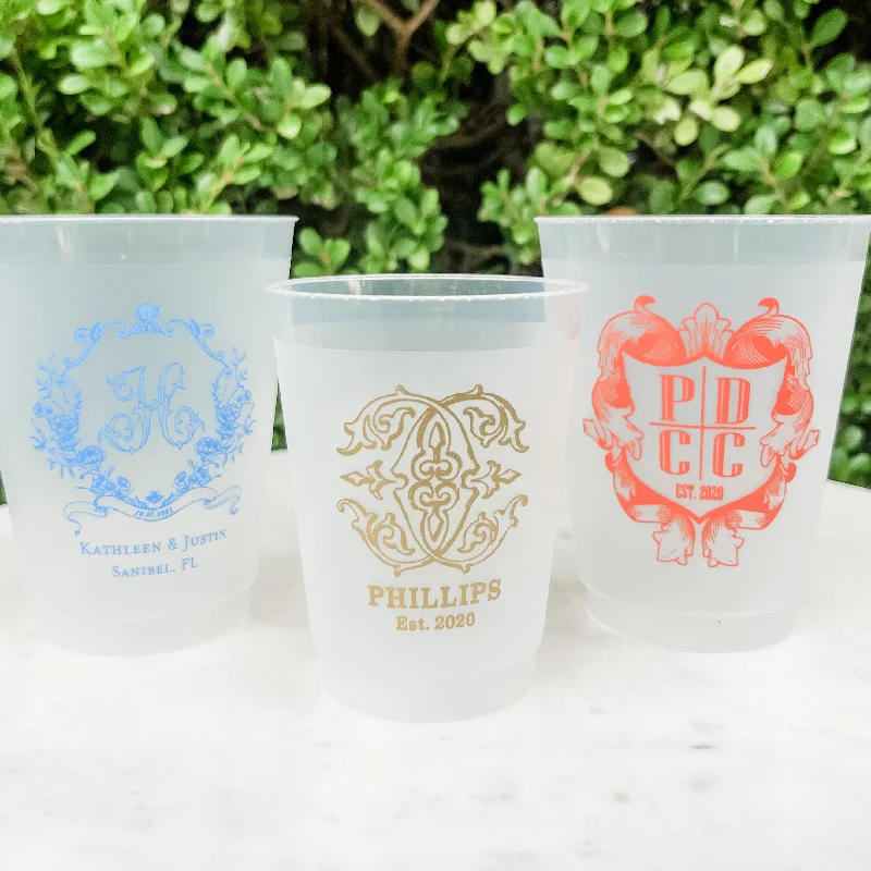 unique coffee mugs for gift giving-Colorful Ink Monogrammed Shatterproof Cups