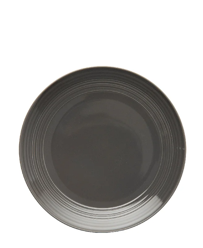 ceramic dinner plates for family meals-Jenna Clifford Embossed Lines 27cm Dinner Plate - Dark Grey