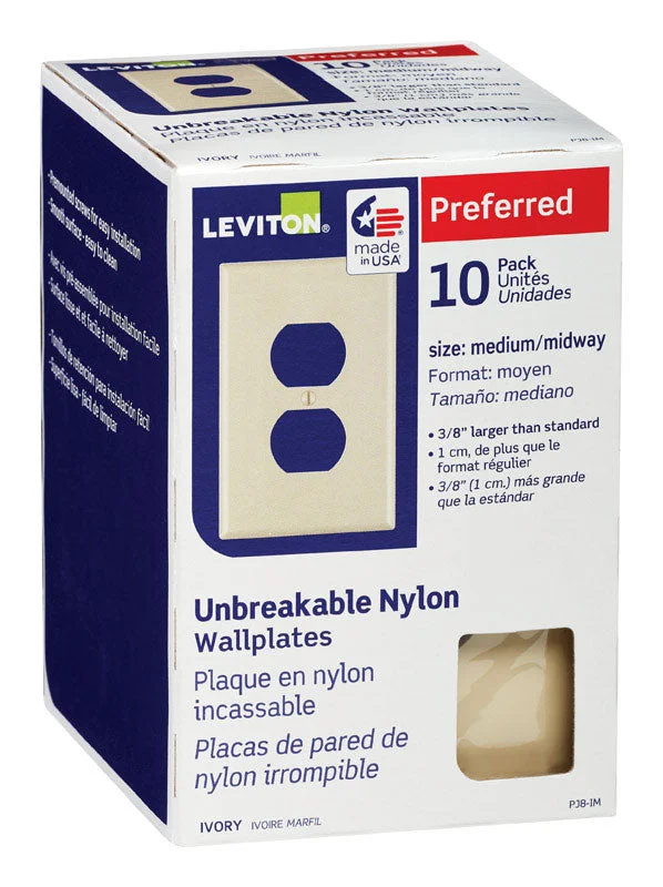 eco-friendly plates for picnics and parties-Leviton Midway Ivory 1 gang Thermoplastic Nylon Duplex Wall Plate 10 pk