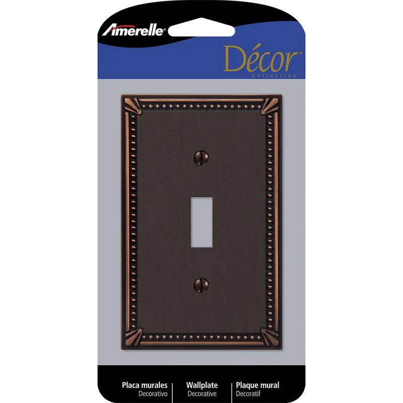 disposable dinner plates for special events-Amerelle Imperial Bead Aged Bronze 1 gang Die-Cast Metal Toggle Wall Plate 1 pk