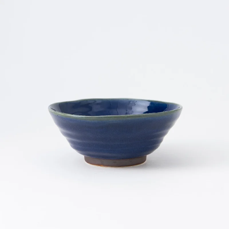 eco-friendly dinnerware for large parties-Indigo glaze Mino Ware Ramen Bowl M