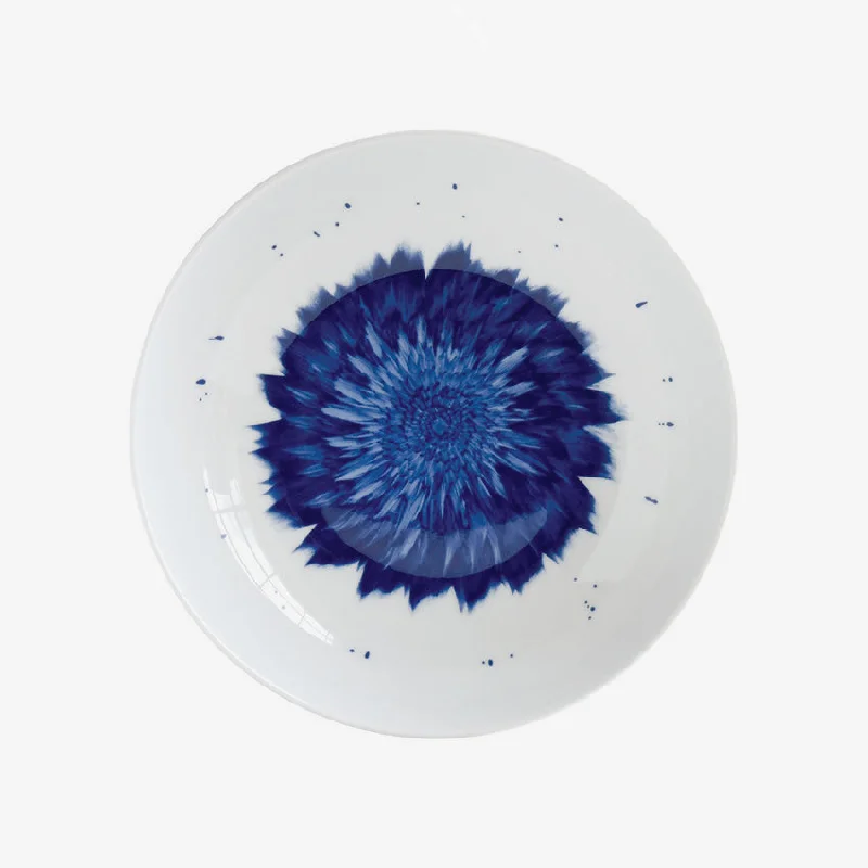 affordable dinnerware set for large families-Bernardaud | In Bloom Coupe Soup - White & Blue