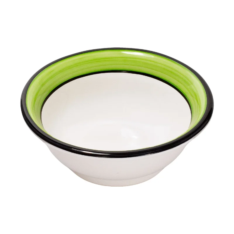 dinnerware set for beach parties-Footed Serving Bowl - White & Lime Green | Spree Pattern