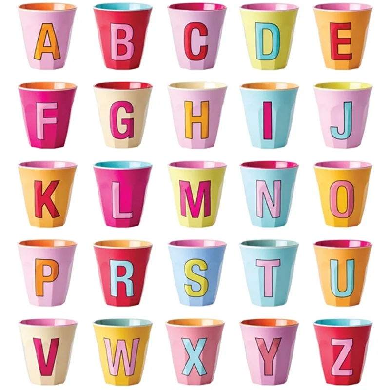 thermal mugs for hot beverages on the go-RICE Pinkish Colors Melamine Alphabet Cup