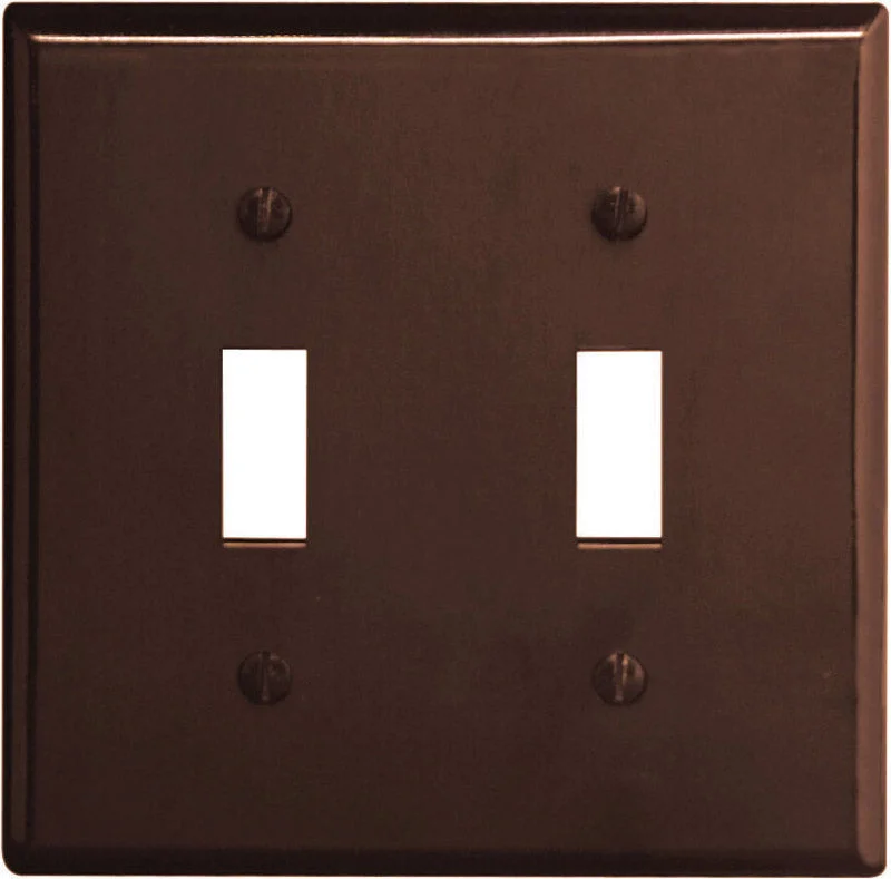 eco-friendly dinner plates for everyday dining-Leviton Brown 2 gang Thermoset Plastic Toggle Wall Plate 1 pk