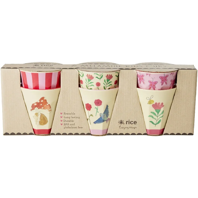 best coffee cups for office celebrations-Rice Melamine Cups with Asst. Pink Happy Forest Prints - Small - 6 Pack - 160 ml