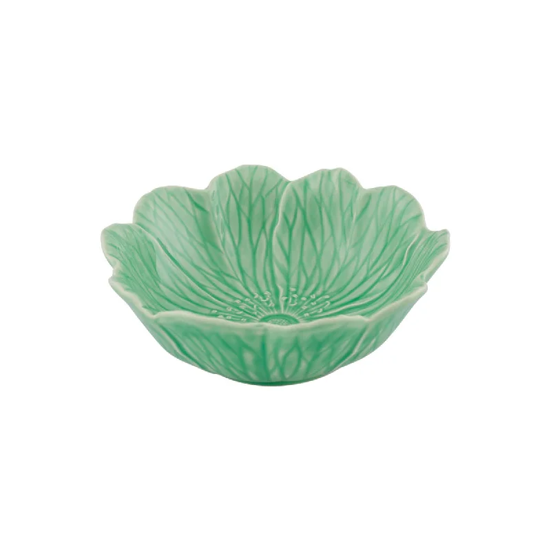 rustic dinner plates for outdoor meals-Bordallo Pinheiro Flora Bowl Green 17cm