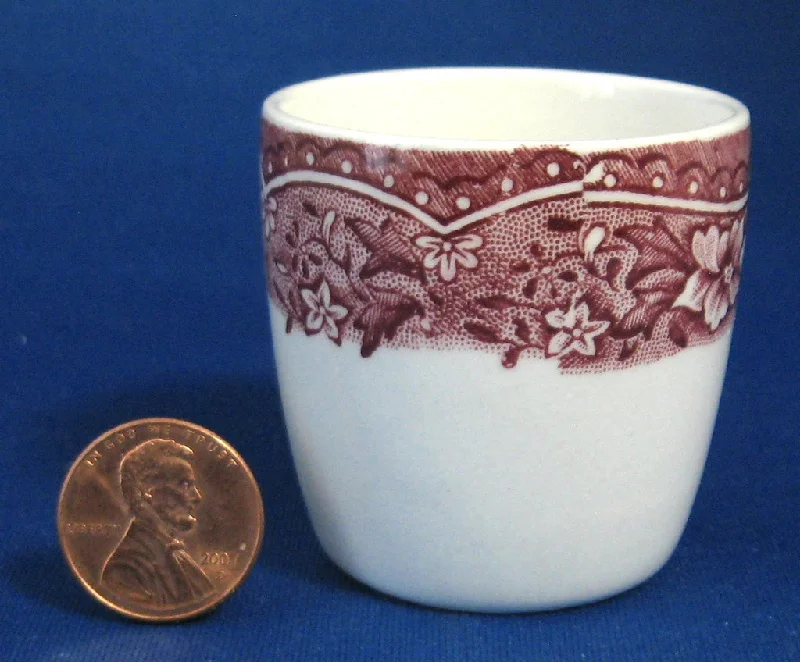 personalized mugs for gift baskets-Barratts Old Castle Red Transferware Eggcup Single Vintage 1940s Ironstone