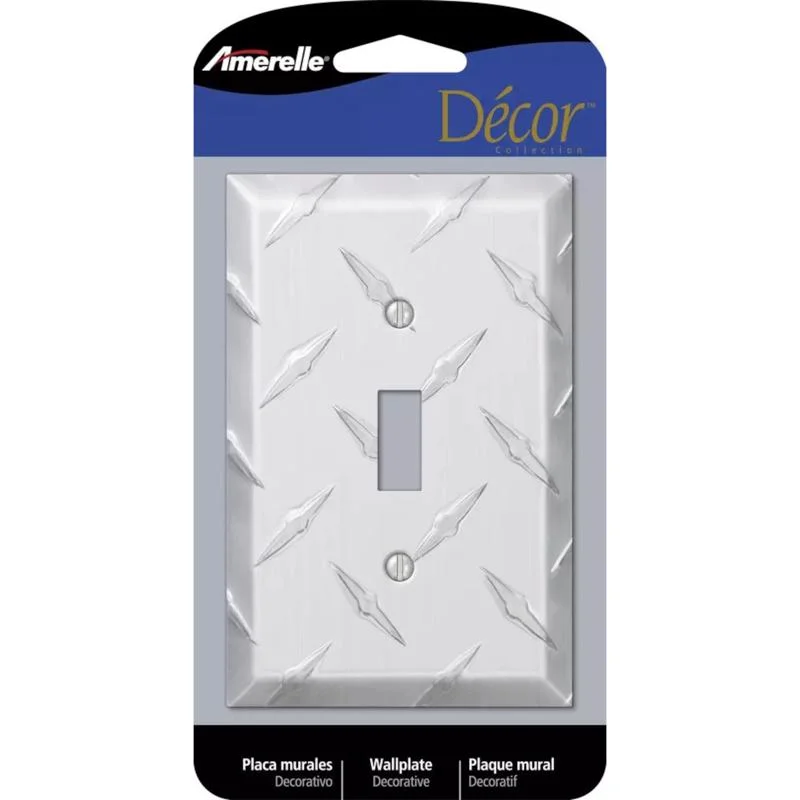 stylish dinnerware for hosting dinner parties-Amerelle Diamond Silver 1 gang Stamped Aluminum Toggle Wall Plate 1 pk