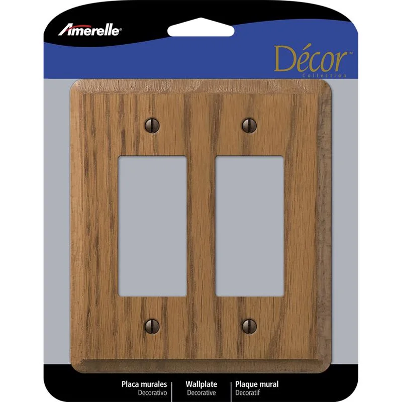 elegant dinner plates for festive occasions-Amerelle Contemporary Medium Brown 2 gang Oak Wood Decorator Wall Plate 1 pk