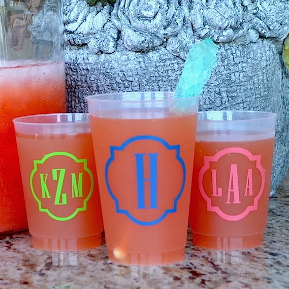 stylish coffee cups for casual gatherings-Colorful Monogram Personalized Frosted Cups