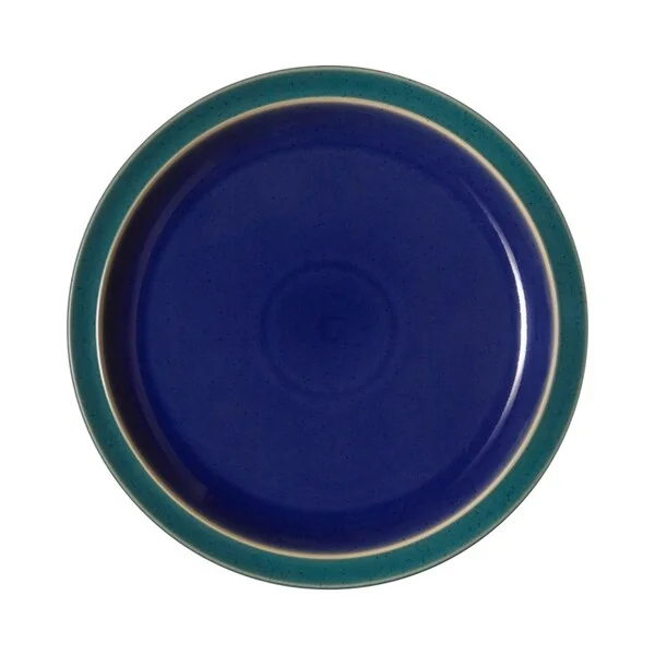 casual dinnerware set for outdoor dining-Denby Harlequin Green/Blue Dinner Plate