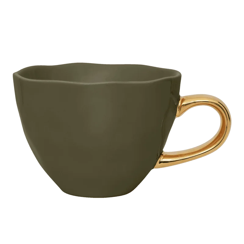 luxury coffee mugs for office decor-Good Morning cup Cappuccino / Tea Ø11 cm - Fir Green