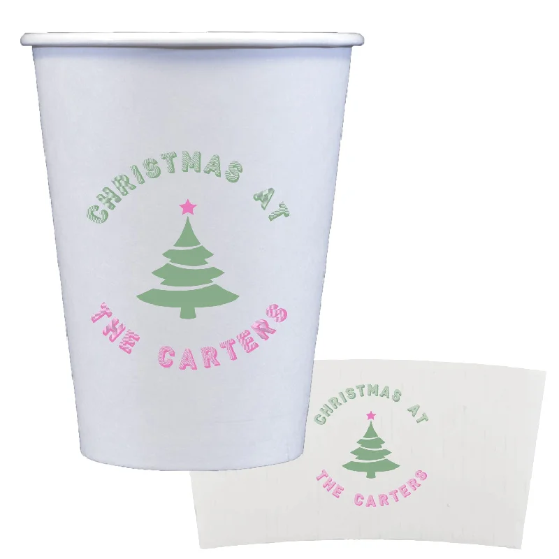 ceramic coffee mugs with custom logos-cute christmas tree | coffee cups + sleeves