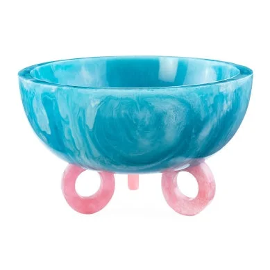 ceramic plates with unique hand-painted designs-Jonathan Adler | Mustique Disc Bowl Turquoise/Pink