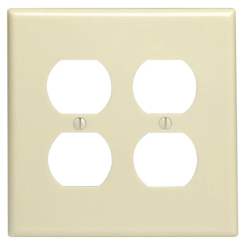 dinner plates with geometric designs-Leviton Ivory 2 gang Thermoset Plastic Duplex Wall Plate 1 pk