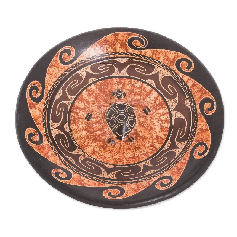 rustic dinnerware for family gatherings-Novica Handmade Marine Beauty Ceramic Decorative Plate