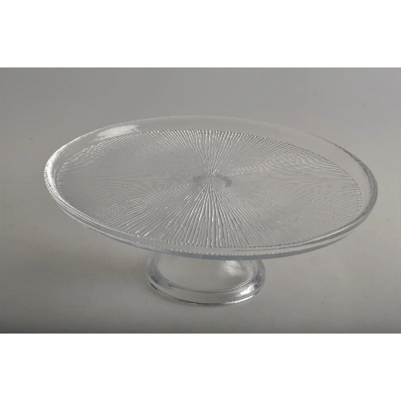 eco-friendly bamboo dinnerware for large groups-Fusion Med. Glass Cake Plate 9.85" Dia- A