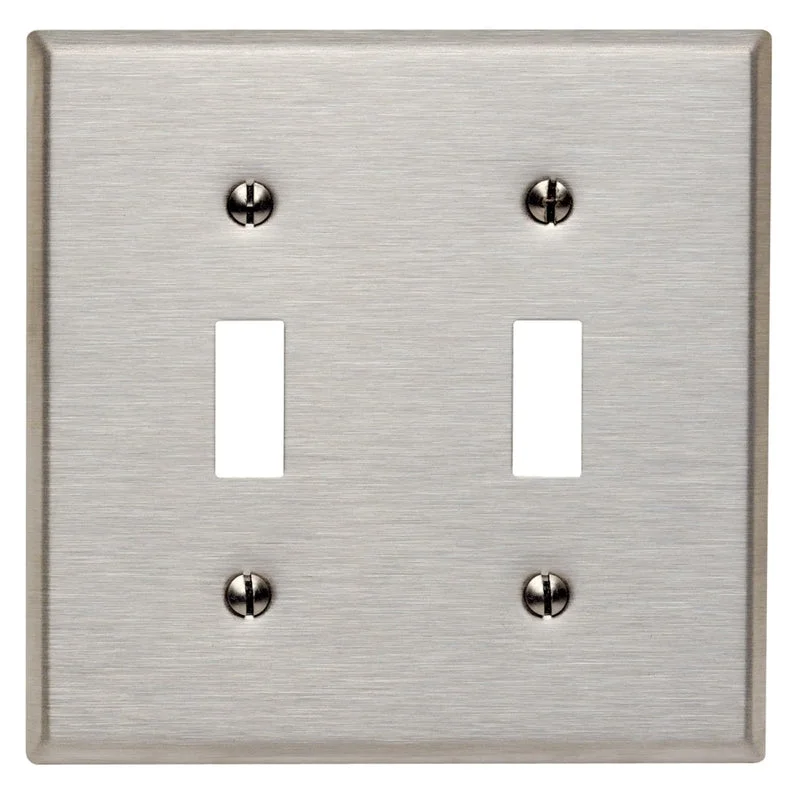 high-quality dinnerware for upscale dinners-Leviton Antimicrobial Powder Coated Gray 2 gang Stainless Steel Toggle Wall Plate 1 pk