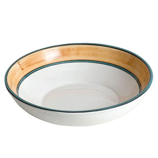 eco-friendly bamboo dinner plates for casual dining-Extra Large Serving Bowl - Brown & Green | Terra Patina