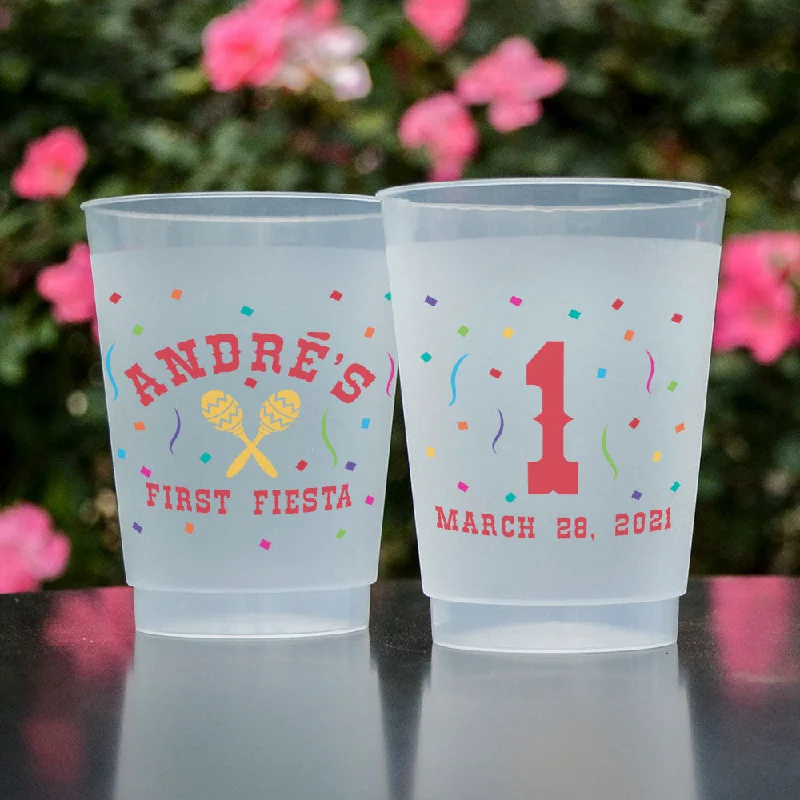 personalized coffee cups with images-First Fiesta Full Color Birthday Shatterproof Cups