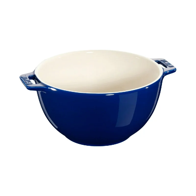 rustic dinnerware for family gatherings-Staub Ceramic Round Salad Bowl Blue - 18cm