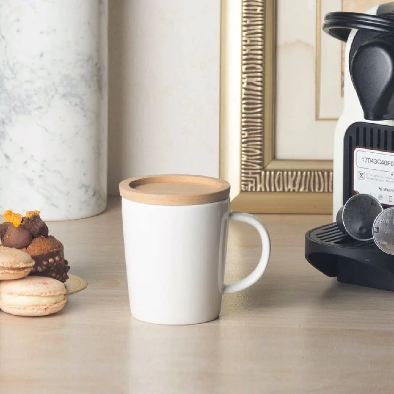 stylish coffee mugs for tea time-Porcelain Latte Cup with Lid