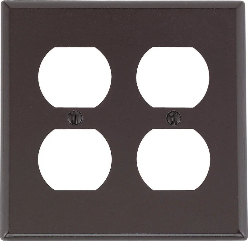 premium porcelain dinnerware for upscale dinners-Leviton Brown 2 gang Plastic Duplex Wall Plate 1 pk