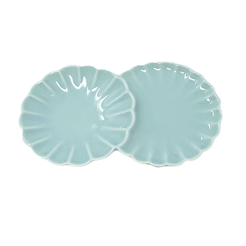 chic dinnerware for modern kitchens-Kowake Plate Kiku Blue Hasami