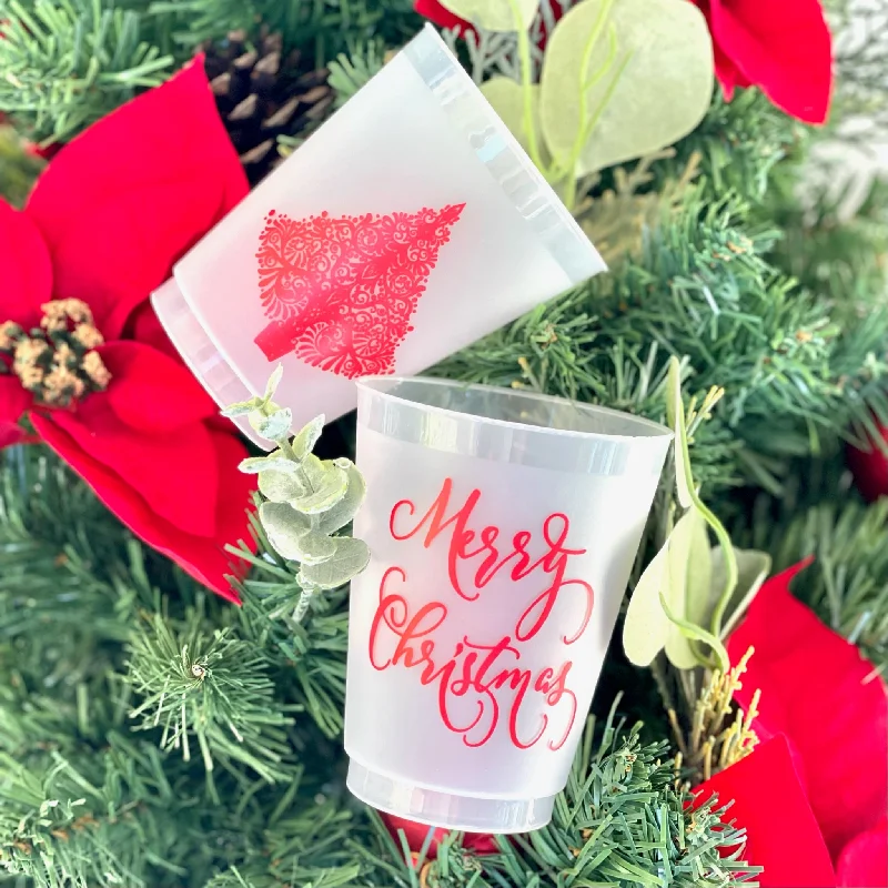 personalized mugs for family reunions-Personalized Merry Christmas Shatterproof Cups