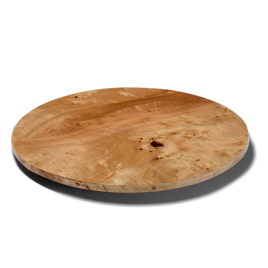 premium quality dinner plates for hosting guests-Burl Veneer Revolving Tray