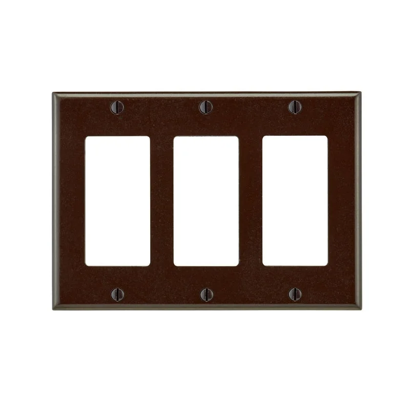 elegant dinner plates for intimate dinners-Leviton Decora Brown 3 gang Thermoset Plastic Duplex Wall Plate 1 pk