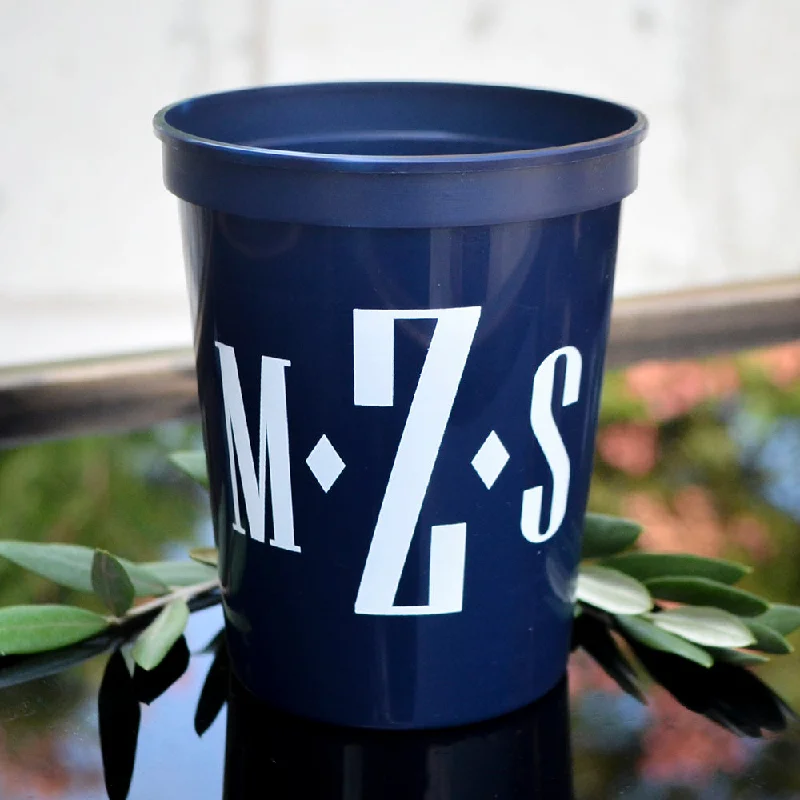 best coffee mugs for cold drinks on the go-Custom Masculine Monogram Plastic Stadium Cups