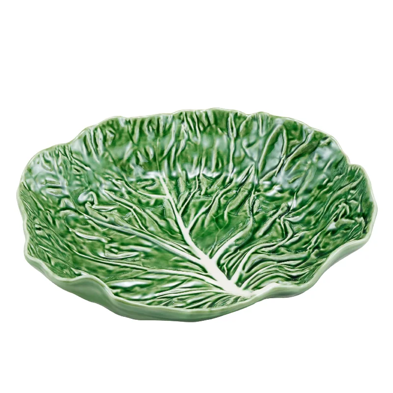 unbreakable dinnerware set for restaurants-Bordallo Pinheiro Cabbage Shallow Salad Bowl Green 32cm