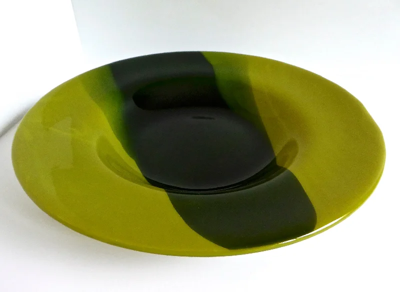 colorful dinnerware set for parties-Blue and Green Fused Glass Rimmed Bowl