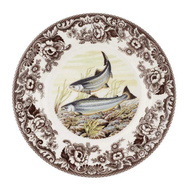 dinner plates with matching flatware and glasses-Spode Woodland 10.5" Dinner Plate - King Salmon