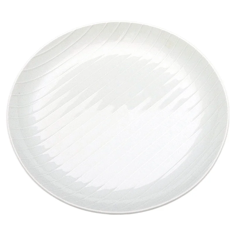 colorful dinnerware set for parties-Serving Plate Hakusan White Shell Stripes