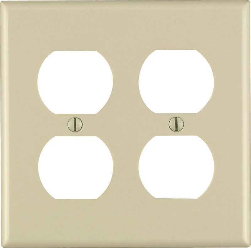 disposable dinnerware for summer picnics-Leviton Ivory 2 gang Thermoset Plastic Duplex Outlet Wall Plate 1 pk