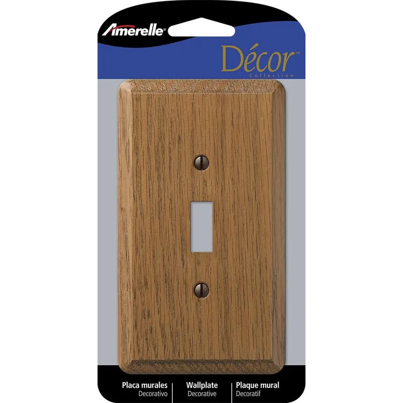 disposable dinnerware for casual parties-Amerelle Contemporary Medium Brown 1 gang Oak Wood Toggle Wall Plate 1 pk