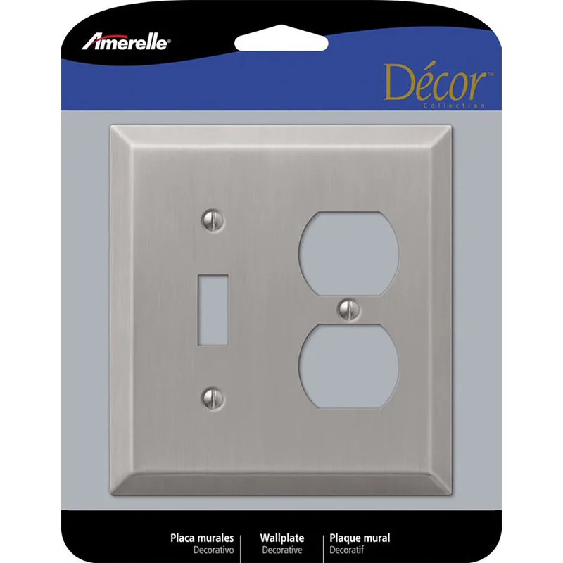 formal dinner plates for special occasions-Amerelle Century Brushed Nickel 2 gang Stamped Steel Duplex/Toggle Wall Plate 1 pk